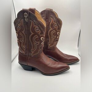 Tony Lama Brown Leather Scalloped Boots Size 9.5 Excellent condition super cute